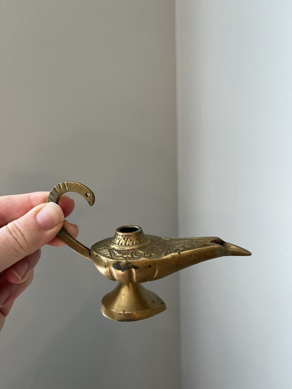Vintage Small Brass Aladdin Genie Lamp